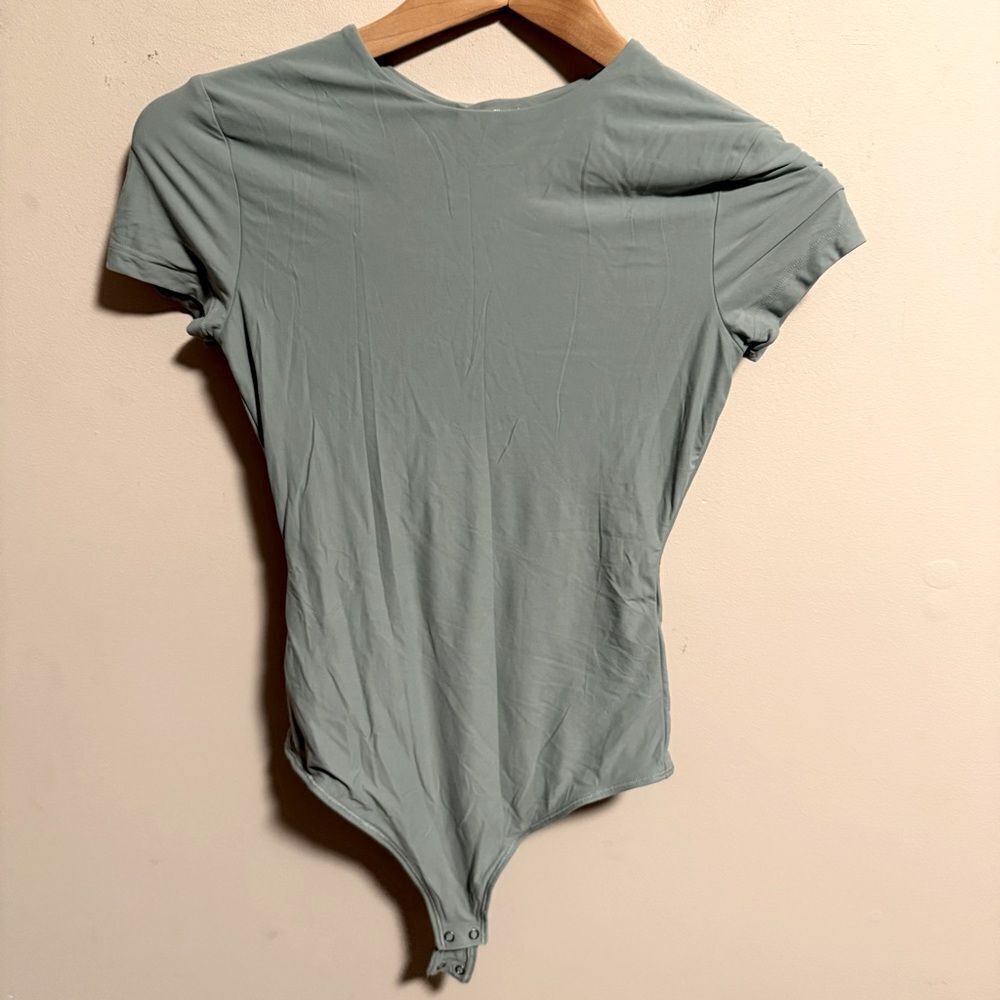 Abercrombie & Fitch Seamless Bodysuit Double Layer Moss Green High Neck-Size XS